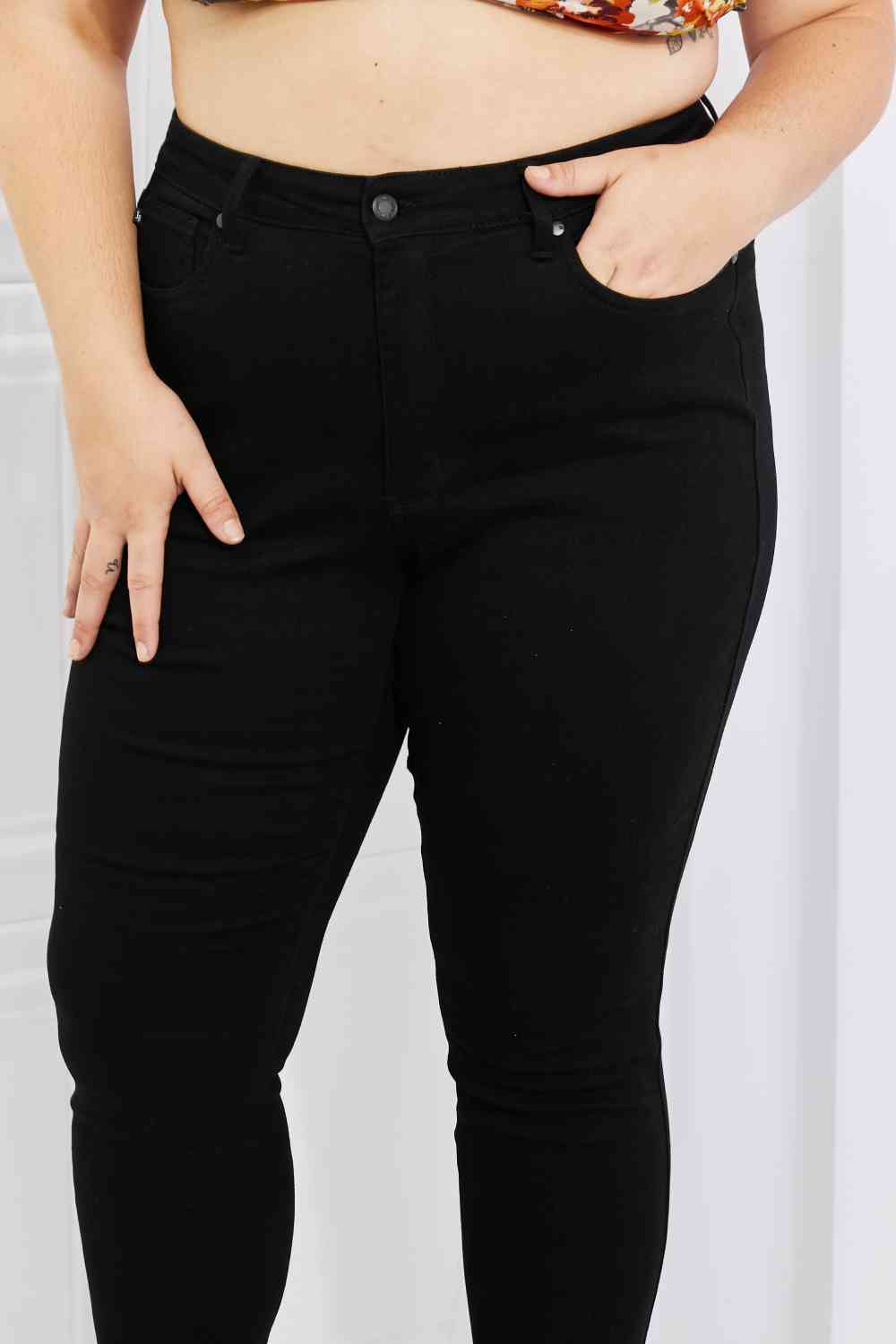 Judy Blue Mila Full Size High Waisted Shark Bite Hem Skinny Jeans